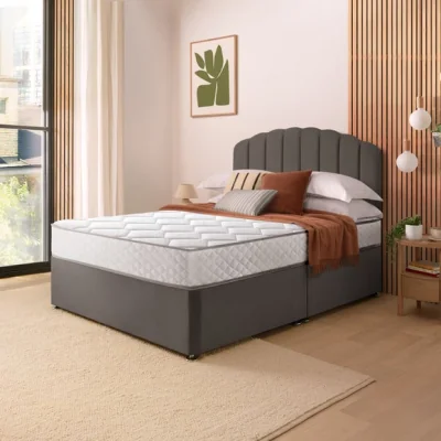 Dunelm Silentnight Divan Set with Merlin Headboard and 800 Pocket Spring Memory Foam Mattress