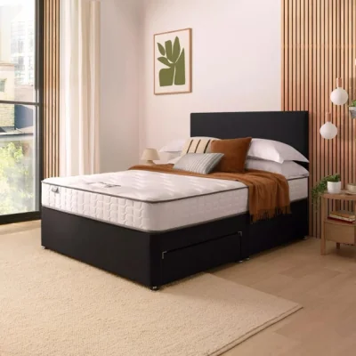 Dunelm Silentnight Divan Bed With Fabric Paris Headboard and 800 Pocket Sprung Mattress