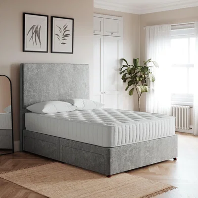 Dunelm Luxury Chenille Divan Base Grey