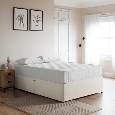 Dunelm Everyday Divan Base, Chenille Cream
