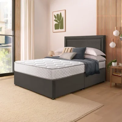 Dunelm Silentnight Divan Set with Malvern Headboard and 800 Pocket Spring Memory Foam Mattress