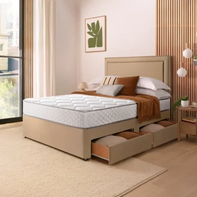 Dunelm Silentnight Divan Set with Malvern Headboard and 800 Pocket Spring Memory Foam Mattress