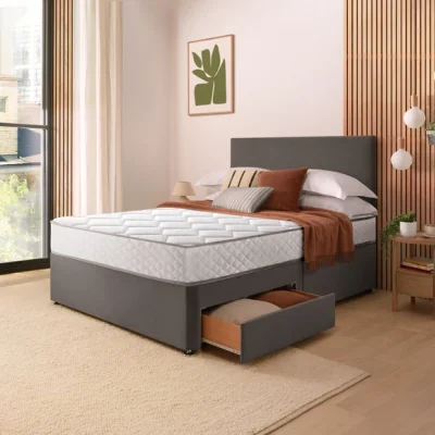 Dunelm Silentnight Divan Set with Paris Headboard and 800 Pocket Spring Memory Foam Mattress