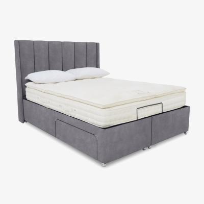 Furniture Village E-Motion Ryo Adjustable Divan Base With 2 Drawers with Headboard - King Size - Aston Steel