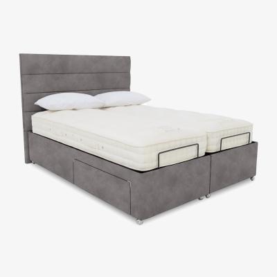 Furniture Village E-Motion Natsu Dual Adjustable Divan Base With 2 Drawers with Massage Function and Headboard - King Size - Dapple Sterling