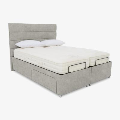 Furniture Village E-Motion Natsu Dual Adjustable Divan Base With 4 Drawers with Headboard - Super King - Daytona Stone