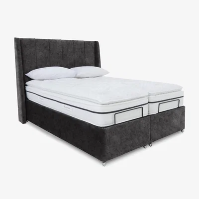 Furniture Village E-Motion Akira Dual Adjustable Ottoman Divan Base with Headboard - King Size - Daytona Coal