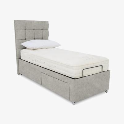 Furniture Village E-Motion Kaito Adjustable Divan Base With 2 Drawers with Headboard - Single - Daytona Stone
