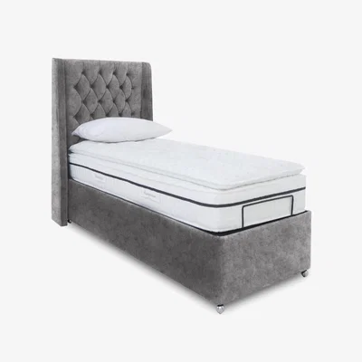 Furniture Village E-Motion Zen Adjustable Ottoman Divan Base with Headboard - Single - Daytona Pebble