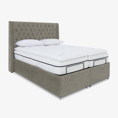 Furniture Village E-Motion Zen Dual Adjustable Divan Base With 2 Drawers with Headboard - King Size - Warm Onyx