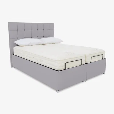 Furniture Village E-Motion Kaito Dual Adjustable Ottoman Divan Base with Massage Function and Headboard - King Size - Seven Lilac
