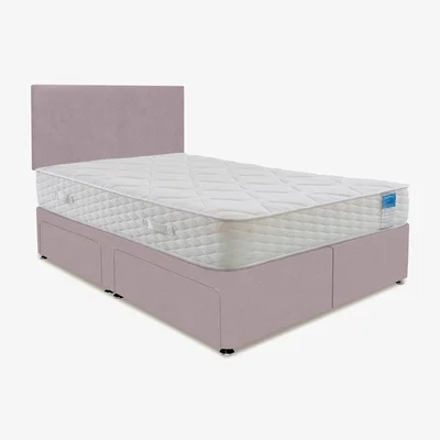 Furniture Village Sleep Story - Memory Plus Divan Set With 4 Drawer Storage - Super King - Plush Lilac