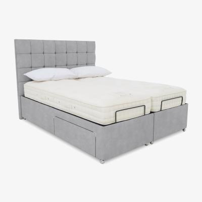 Furniture Village E-Motion Kaito Dual Adjustable Divan Base With 4 Drawers with Headboard - King Size - Aston Silver