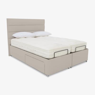 Furniture Village E-Motion Natsu Dual Adjustable Divan Base With 4 Drawers with Headboard - King Size - Seven Ivory