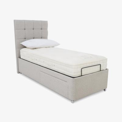 Furniture Village E-Motion Kaito Adjustable Divan Base With 2 Drawers with Headboard - Single - Shetland Pebble