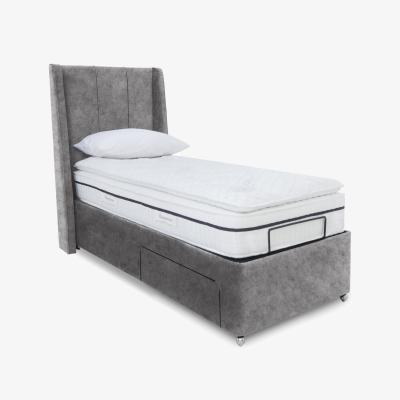 Furniture Village E-Motion Akira Dual Adjustable Divan Base with Massage Function and Headboard - Single - Daytona Pebble