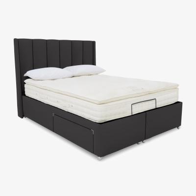 Furniture Village E-Motion Ryo Adjustable Divan Base With 4 Drawers with Headboard - King Size - Seven Anthracite