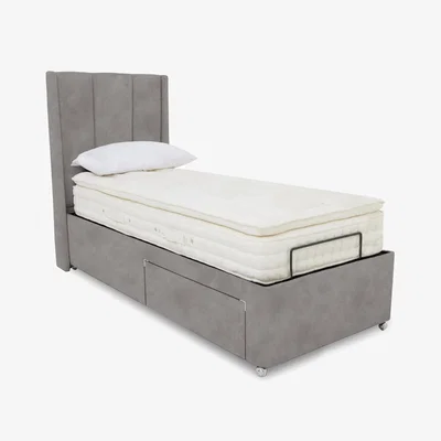 Furniture Village E-Motion Ryo Dual Adjustable Divan Base with Massage Function and Headboard - Single - Dapple Oyster
