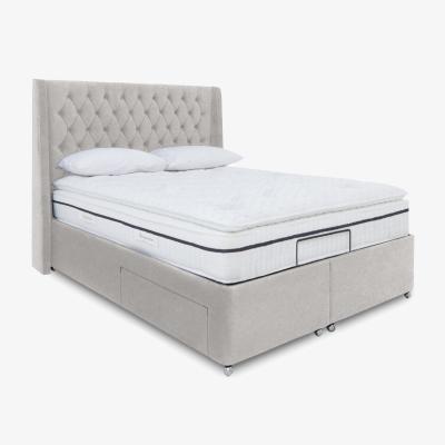 Furniture Village E-Motion Zen Adjustable Divan Base With 4 Drawers with Headboard - King Size - Shetland Pebble