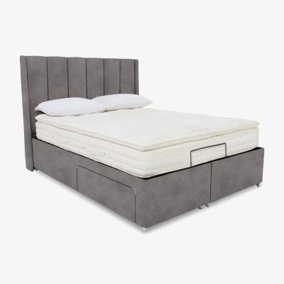 Furniture Village E-Motion Ryo Adjustable Divan Base with Headboard - King Size - Dapple Sterling