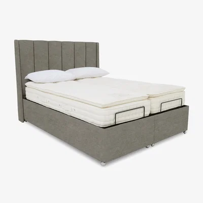 Furniture Village E-Motion Ryo Dual Adjustable Ottoman Divan Base with Massage Function and Headboard - Super King - Warm Onyx