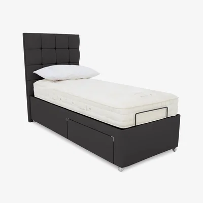 Furniture Village E-Motion Kaito Dual Adjustable Divan Base With 2 Drawers with Massage Function and Headboard - Single - Seven Anthracite