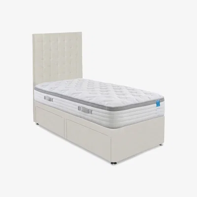Furniture Village Sleep Story - Hybrid 360 Divan Set With 2 Drawer Storage - Single - Plush Ecru