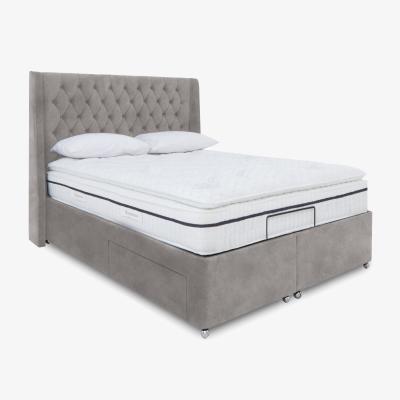 Furniture Village E-Motion Zen Adjustable Divan Base With 4 Drawers with Headboard - King Size - Dapple Oyster