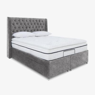 Furniture Village E-Motion Zen Adjustable Divan Base With 2 Drawers with Headboard - King Size - Daytona Pebble