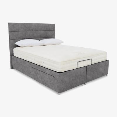 Furniture Village E-Motion Natsu Adjustable Divan Base With 4 Drawers with Headboard - King Size - Daytona Pebble