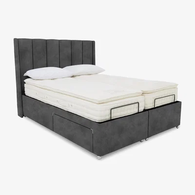 Furniture Village E-Motion Ryo Dual Adjustable Divan Base with Headboard - Super King - Dapple Mink