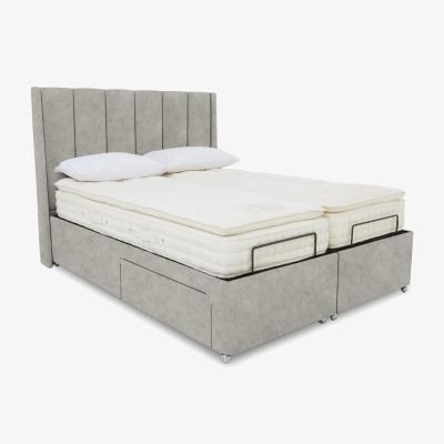 Furniture Village E-Motion Ryo Dual Adjustable Divan Base With 2 Drawers with Headboard - Super King - Daytona Stone