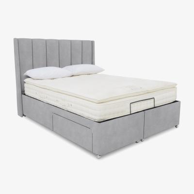 Furniture Village E-Motion Ryo Adjustable Divan Base With 2 Drawers with Headboard - King Size - Aston Silver