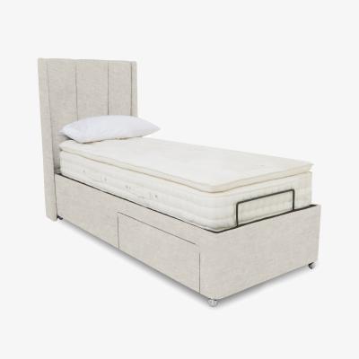 Furniture Village E-Motion Ryo Dual Adjustable Divan Base With 2 Drawers with Massage Function and Headboard - Single - Sandstone Pearl