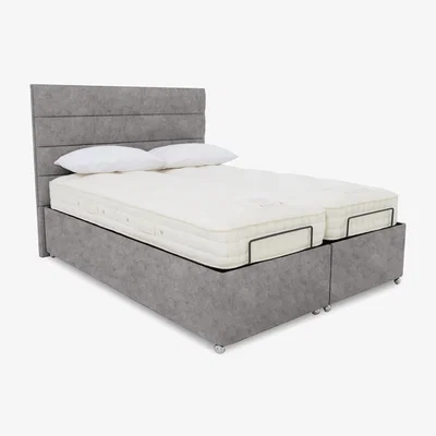 Furniture Village E-Motion Natsu Dual Adjustable Ottoman Divan Base with Headboard - Super King - Daytona Silver