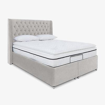 Furniture Village E-Motion Zen Adjustable Ottoman Divan Base with Headboard - King Size - Shetland Pebble