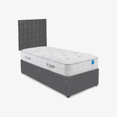 Furniture Village Sleep Story - Ergo Deluxe Divan Set With 2 Drawer Storage - Single - Plush Dark Grey