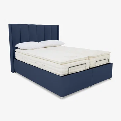 Furniture Village E-Motion Ryo Dual Adjustable Ottoman Divan Base with Headboard - Super King - Granite Blue