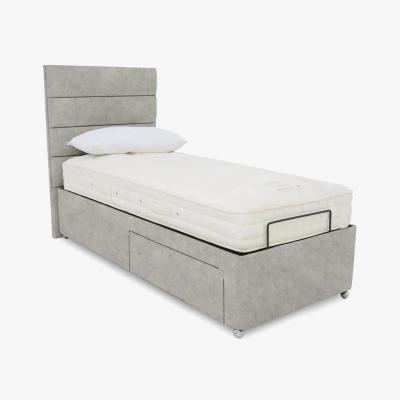 Furniture Village E-Motion Natsu Dual Adjustable Divan Base With 2 Drawers with Massage Function and Headboard - Single - Sage