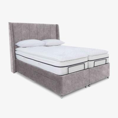 Furniture Village E-Motion Akira Dual Adjustable Divan Base With 4 Drawers with Massage Function and Headboard - Super King - Daytona Silver