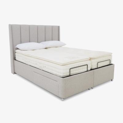 Furniture Village E-Motion Ryo Dual Adjustable Divan Base With 4 Drawers with Headboard - Super King - Shetland Pebble