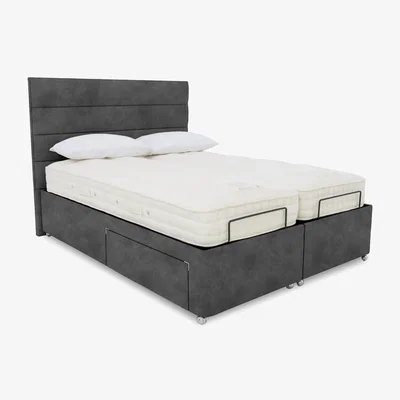 Furniture Village E-Motion Natsu Dual Adjustable Divan Base With 2 Drawers with Headboard - Super King - Dapple Mink