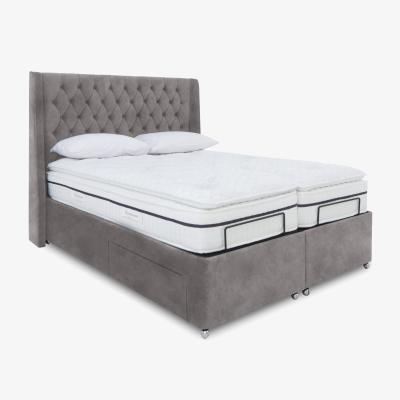 Furniture Village E-Motion Zen Dual Adjustable Divan Base with Massage Function and Headboard - King Size - Dapple Sterling