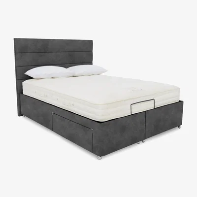 Furniture Village E-Motion Natsu Adjustable Divan Base with Headboard - King Size - Dapple Mink