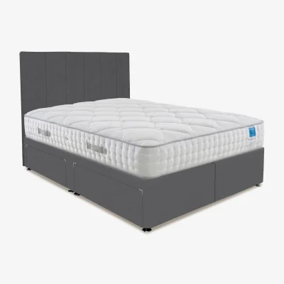 Furniture Village Sleep Story - Memory Luxe Divan Set With 4 Drawer Storage - Super King - Plush Dark Grey