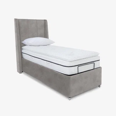 Furniture Village E-Motion Akira Adjustable Ottoman Divan Base with Headboard - Single - Dapple Oyster
