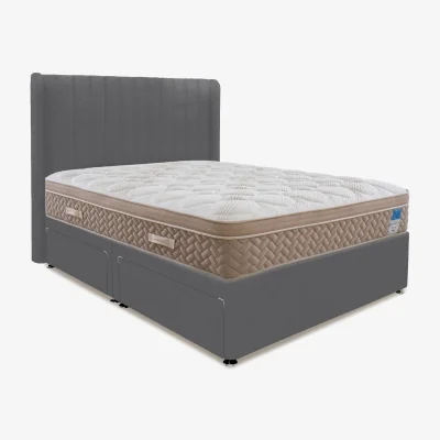 Furniture Village Sleep Story - PlushTech Divan Set With 4 Drawer Storage - King Size - Plush Dark Grey