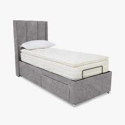 Furniture Village E-Motion Ryo Dual Adjustable Divan Base with Massage Function and Headboard - Single - Daytona Silver