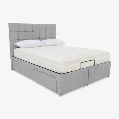 Furniture Village E-Motion Kaito Adjustable Divan Base With 2 Drawers with Headboard - King Size - Aston Silver