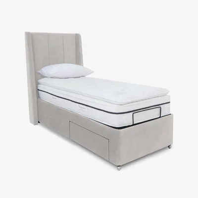 Furniture Village E-Motion Akira Dual Adjustable Divan Base With 2 Drawers with Massage Function and Headboard - Single - Aston Linen